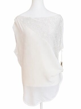 Gold Hawk Silk Asymmetrical Camisole Ivory Lace Tie Side Top Size Medium NWT